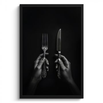 Poster met lijst - Bestek - Zwart - Wit