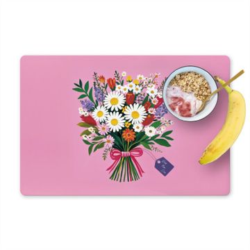 Placemat vinyl - Bloemen - Quote - Kaartje - Kleurrijk