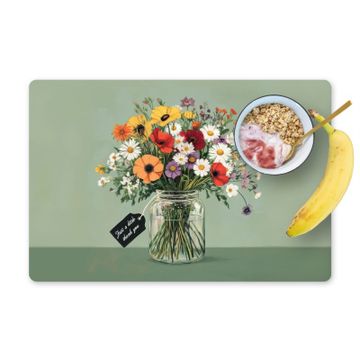 Placemat vinyl - Bloemen - Vaas - Kaartje