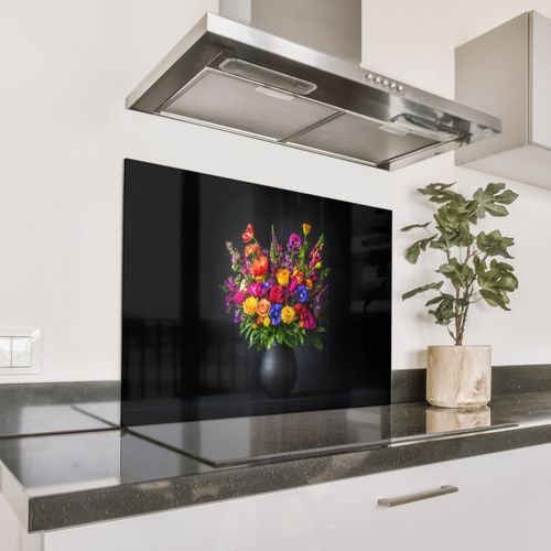Spatscherm Aluminium - Felgekleurd - Bloemen - Vaas