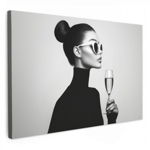 Canvas schilderij - Vrouw - Champagne - Modern