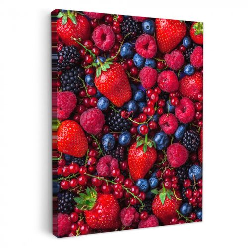 Canvas schilderij - Bosbessen- en Aardbeienmelange