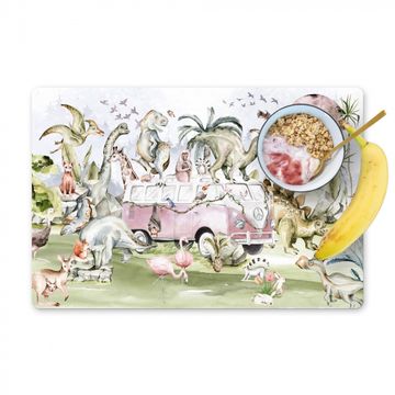 Placemat vinyl - Fantasievolle Dieren Caravan