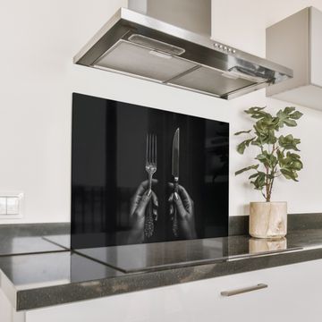 Spatscherm Aluminium - Bestek - Zwart - Wit