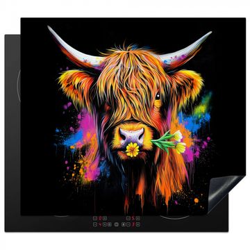 Schotse Hooglander - Graffiti - Kleurrijk - Bloem - Dieren
