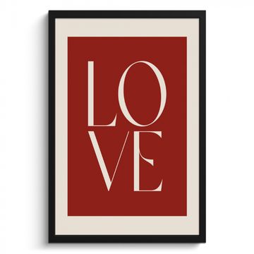 Poster met lijst - Love - Rood - Minimalistisch