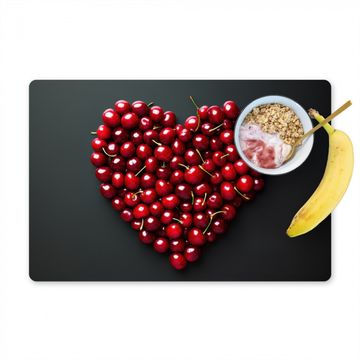 Placemat vinyl - Kersen - Hart - Rood - Zwart