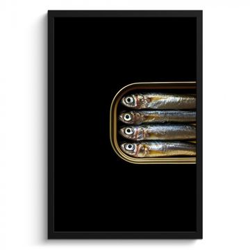 Poster met lijst - Sardines - Blik - Zwart - Vissen