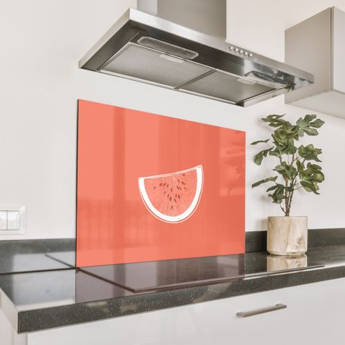 Spatscherm Aluminium - Watermeloen - Lijnen - Koraalrood