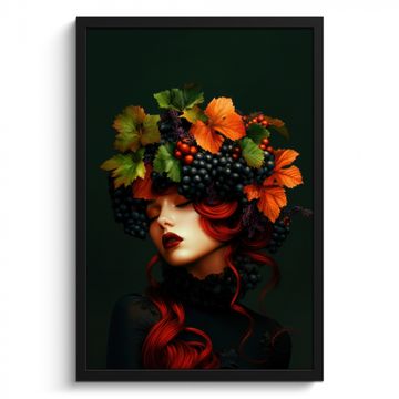 Poster met lijst - Vrouw - Rood - Groen - Druiven