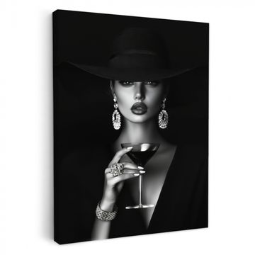 Canvas schilderij - Vrouw - Cocktail - Chic