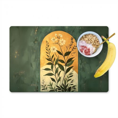 Placemat vinyl - Plant - Bloemen - Wit