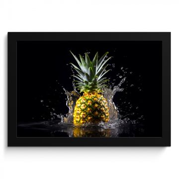 Poster met lijst - Ananas - Fruit - Water - Planten - Zwart