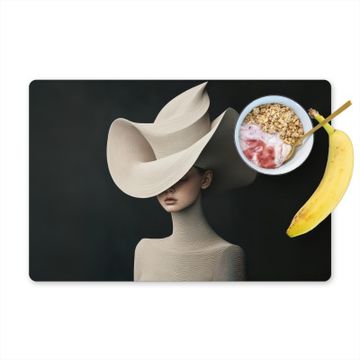 Placemat vinyl - Vrouw - Golvende - Hoed