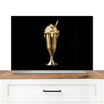 Spatscherm Aluminium - Milkshake - Goud - Drinken - Zwart