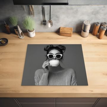 Inductie beschermer - Vrouw - Koffie - Zwart - Wit