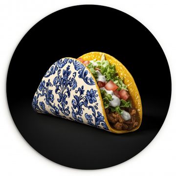 Muurcirkel - Taco - Vlees - Salade - Delftsblauw - Motief