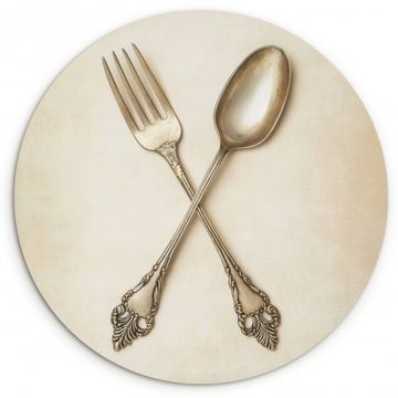Muurcirkel - Beige - Vintage - Bestek