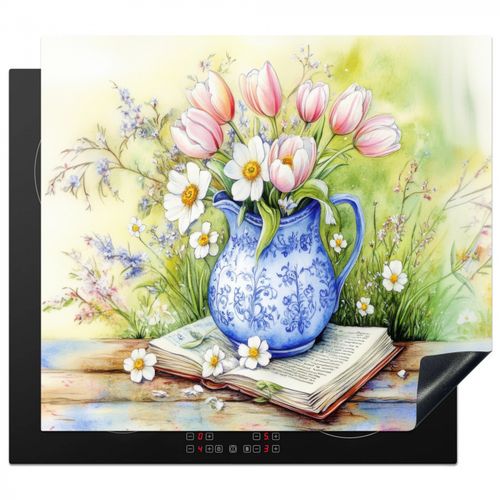 Inductie beschermer - Vaas - Delftsblauw - Madeliefjes