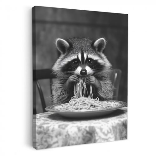 Wasbeer - Cute - Pasta - Tafelkleed - Zwart - Wit