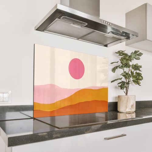 Spatscherm Aluminium - Zon - Heuvels - Abstract - Roze
