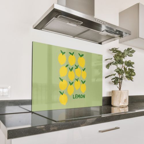 Spatscherm Aluminium - Citroenen - Blaadjes - Geel - Patroon