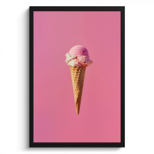 Poster met lijst - Hoorntje - Schepijs - Roze