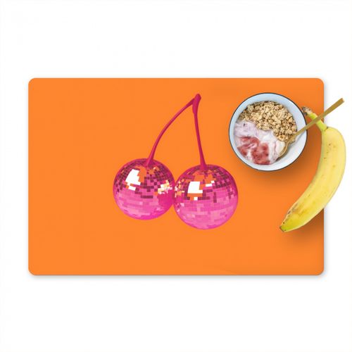 Placemat vinyl - Discoballen - Kers - Spiegels - Roze