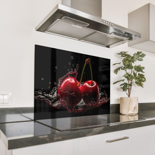 Spatscherm Aluminium - Kersen - Rood - Fruit - Water - Zwart