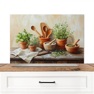 Spatscherm Aluminium - Potten - Kruiden - Hout