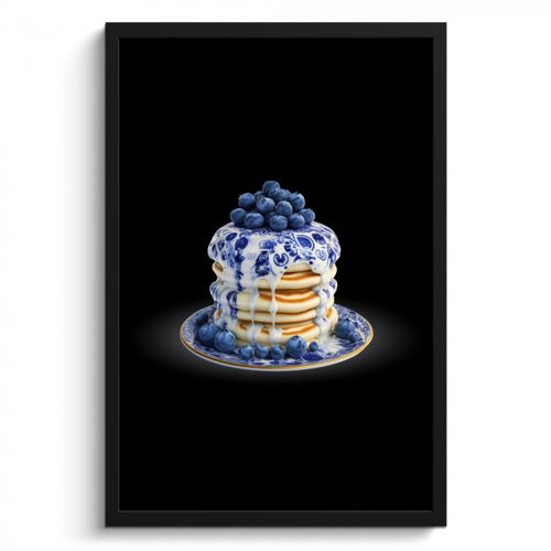 Poster met lijst - Pannenkoeken - Blauwe Bessen - Bord