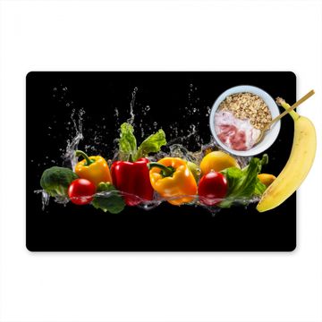 Placemat vinyl - Paprika - Water - Groente - Zwart