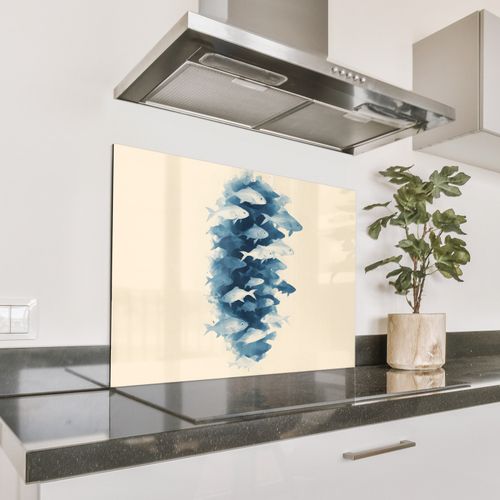 Spatscherm Aluminium - Vissen - Minimalistisch - Blauw