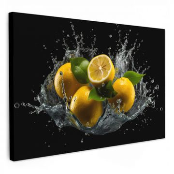 Canvas schilderij - Citroen - Fruit - Geel - Zwart