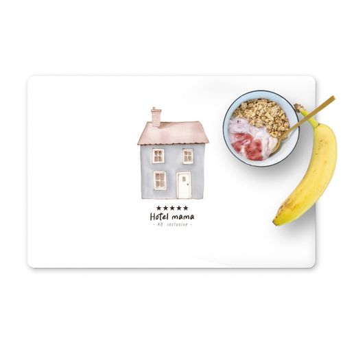 Placemat vinyl - Lichtblauw - Huisje - Mama - Tekst