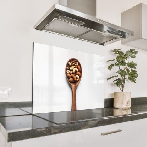 Spatscherm Aluminium - Noten - Wit - Hout
