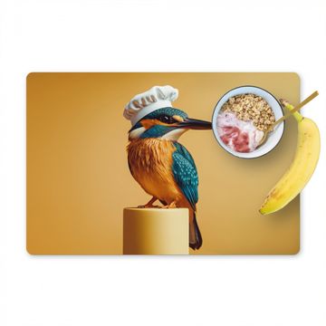 Placemat vinyl - Ijsvogel - Pilaar - Koksmuts - Vogel