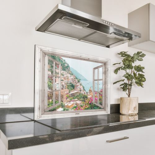 Spatscherm Aluminium - Mediterraans Uitzicht