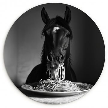 Muurcirkel - Paard - Bord - Pasta - Tafelkleed - Zwart Wit - Dieren
