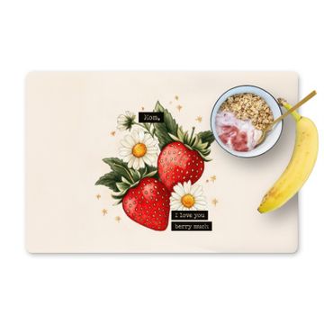 Placemat vinyl - Aardbeien - Madeliefjes - Quote - Sterretjes