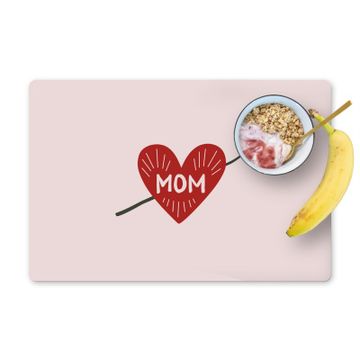 Placemat vinyl - Hart - Rood - Bloem - Moeder