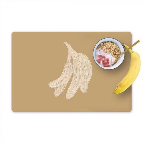 Placemat vinyl - Bananen - Beige - Lijntekening - Minimalistisch