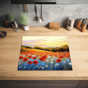 Inductie beschermer - Klaproos - Bloemenveld - Kleurrijk