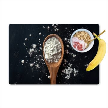 Placemat vinyl - Meel - Hout - Lepel