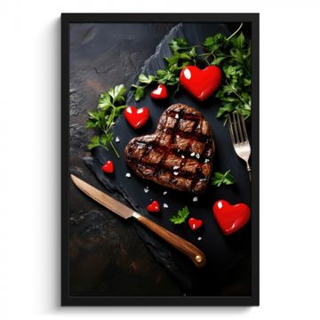 Poster met lijst - Steak - Hart - Bestek