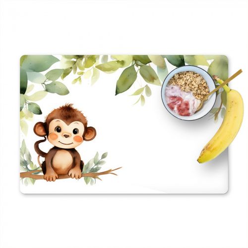 Placemat vinyl - Aap - Watercolor - Bladeren - Kind - Dieren