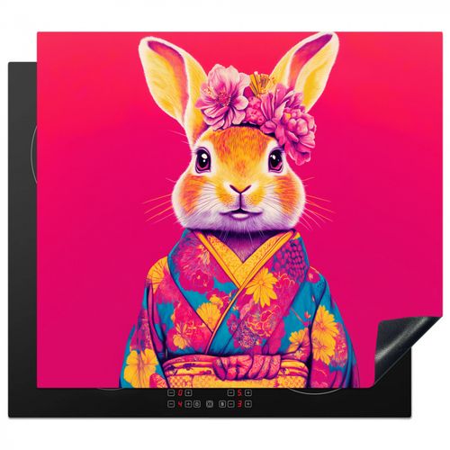 Inductie beschermer - Konijn - Bloemen - Kleurrijk - Kimono