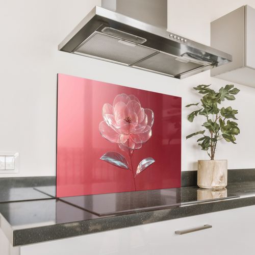 Spatscherm Aluminium - Sierlijk - Bloem - Roze - Glazen
