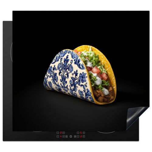 Inductie beschermer - Taco - Vlees - Salade - Delftsblauw - Motief