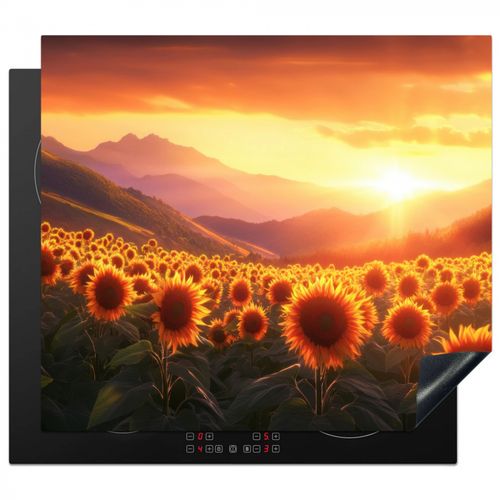 Inductie beschermer - Zonnebloemen - Zonsondergang - Landschap